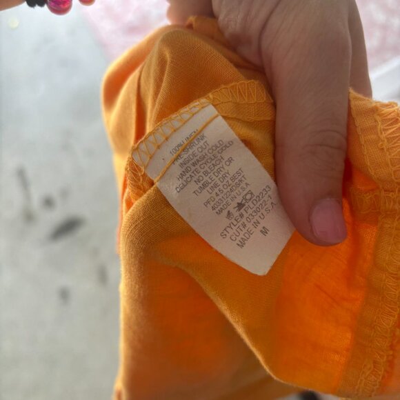 NWT Becasa Boardwalk Linen Sleeveless Front Pocket Mini Dress Sail Orange Medium - Picture 5 of 5